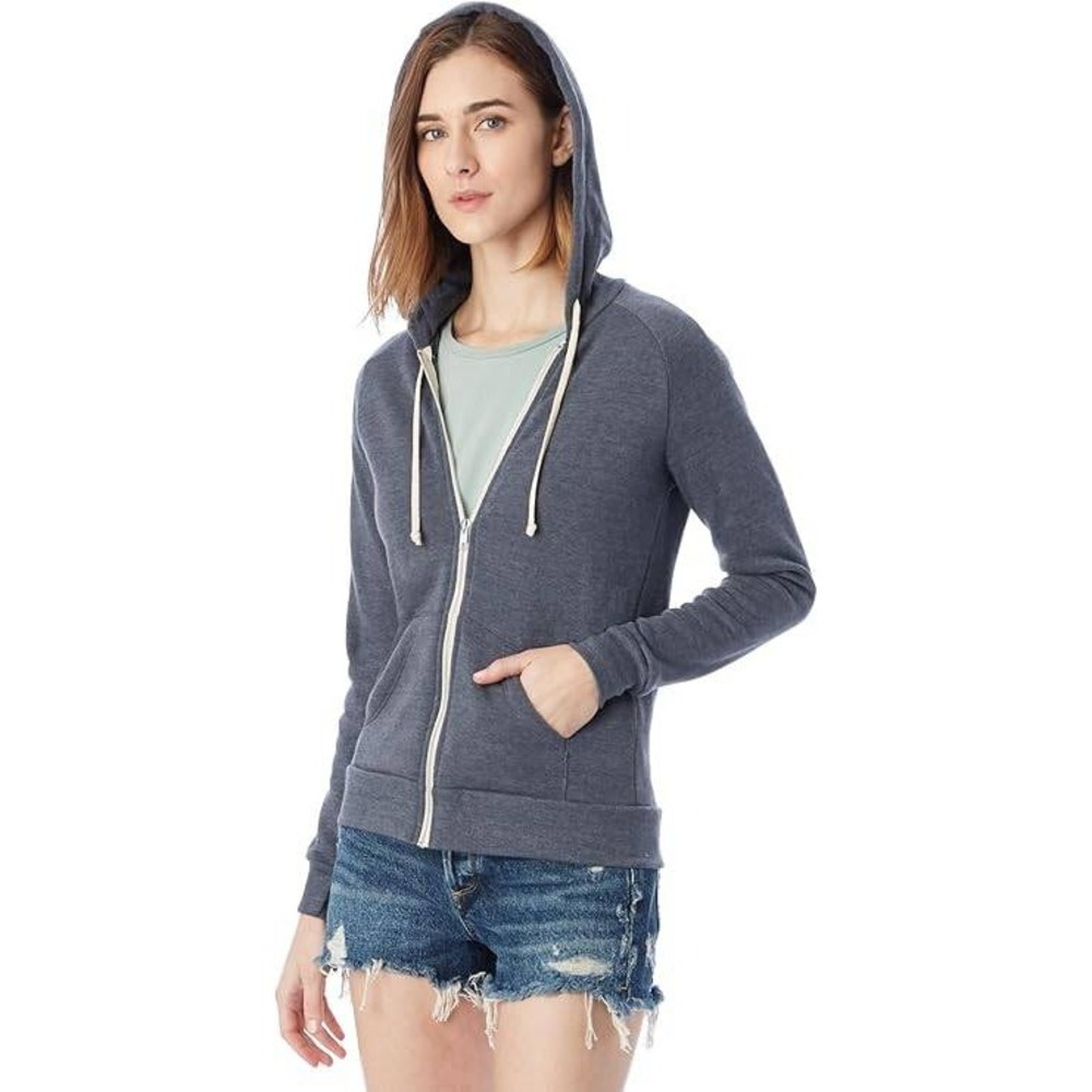 Alternative Lightweight Full Zip Hoodie Charcoal Heather Women's Medium